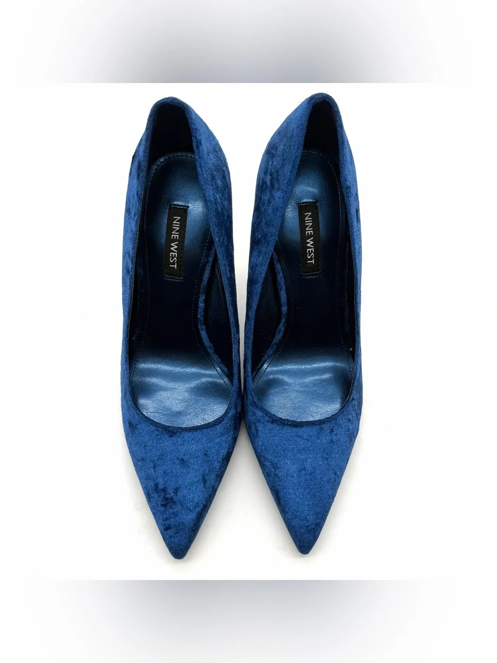 Nine West 7M Blue Velvet Stiletto Pointed Toe Pumps for Women Slip On Solid